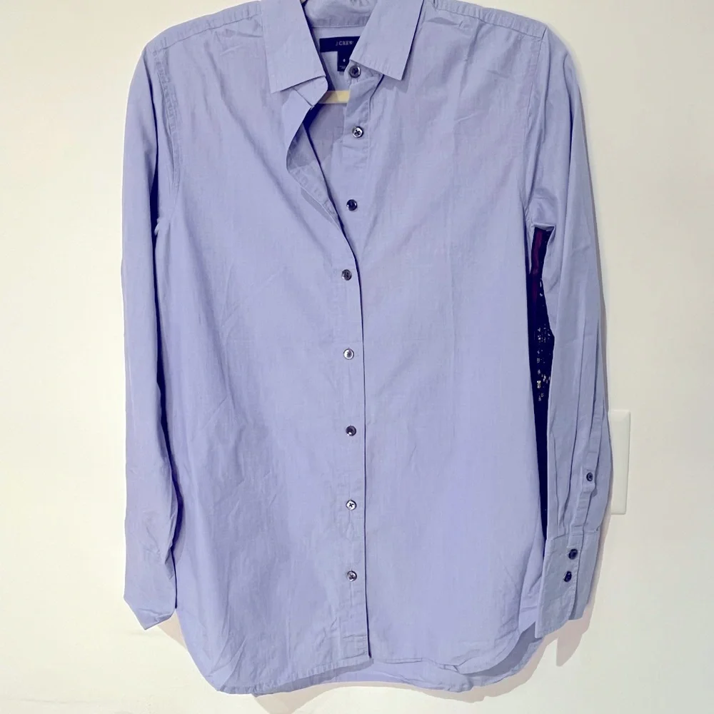 J.Crew Sequin side-stripe shirt in blue cotton